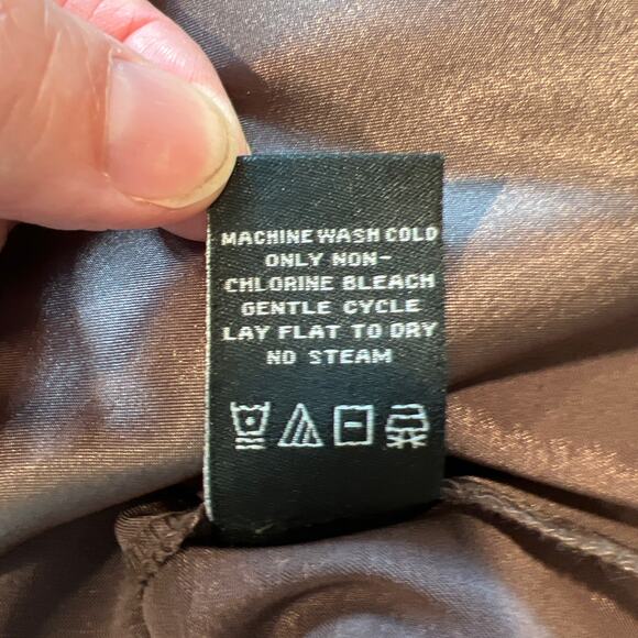 JAX BRONZE Brown Lace Exquisite Cocktail Metallic Thread Cap Sleeve Dress size 8 - Picture 10 of 10